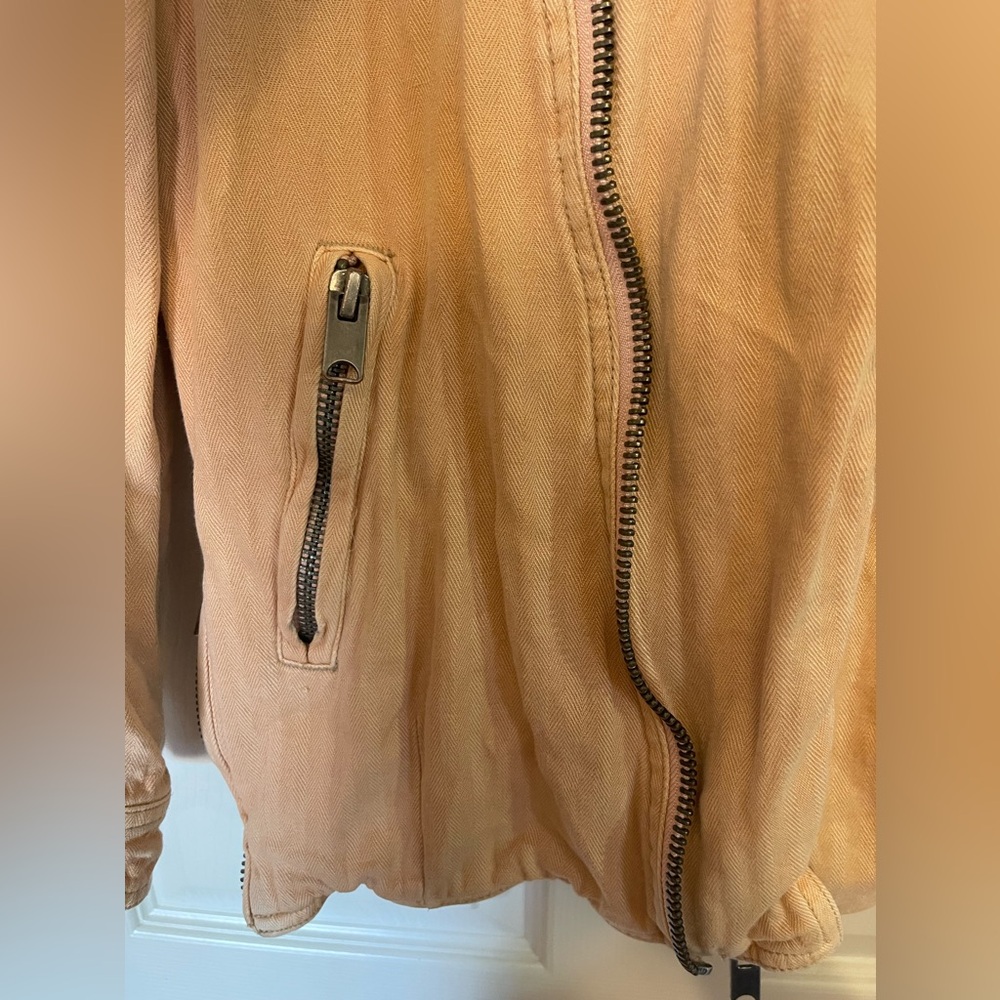 Free People Hooded Dual Placket Linen Blend Moto Beachy Jacket - Picture 5 of 8